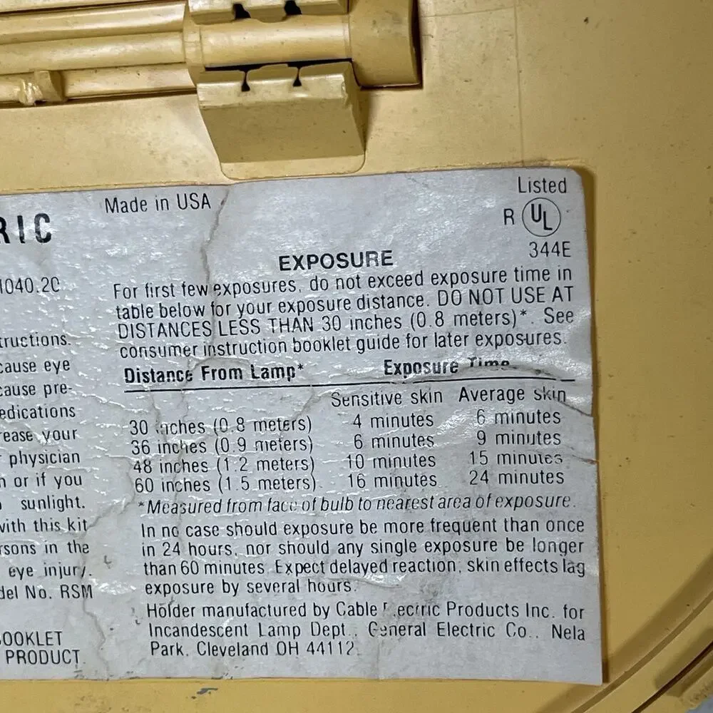 Vintage General Electric Deluxe Time A Tan Sun Lamp RSK6 1984 WORKS